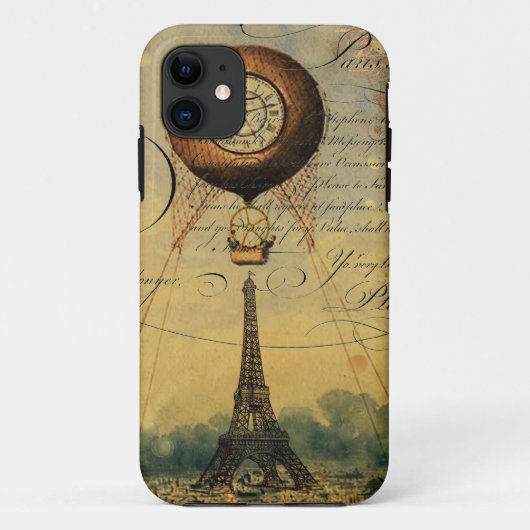 Eiffel Tower Hot Air Ballon Steampunk Case-Mate iPhone Case (Achterkant)
