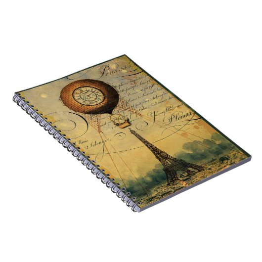 Eiffel Tower Hot Air Ballon Steampunk Notitieboek (Rechterzijde)