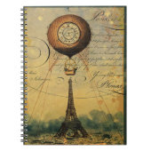 Eiffel Tower Hot Air Ballon Steampunk Notitieboek (Voorkant)