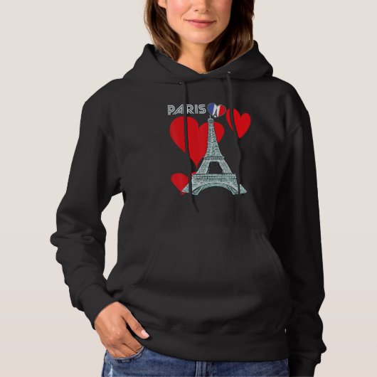 Eiffel Tower I Love Paris France Souvenir French Hoodie (Voorkant)