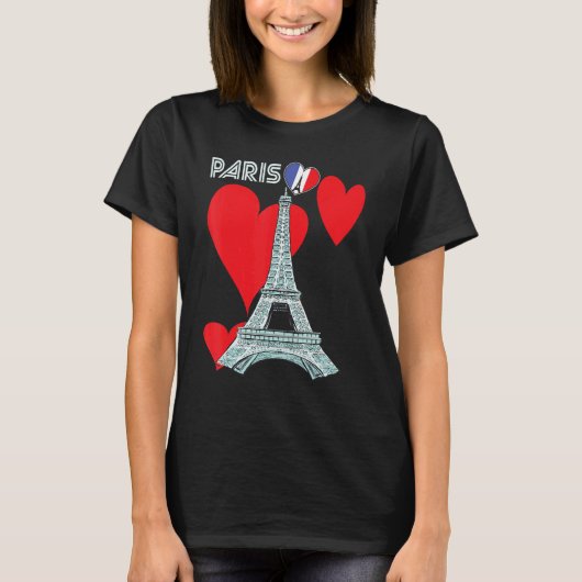 Eiffel Tower I Love Paris France Souvenir French T-shirt (Voorkant)