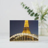 Eiffel Tower Illuminate Bridge Paris Briefkaart (Staand voorkant)