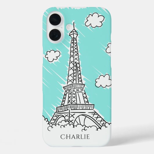 Eiffel Tower Illustratie aangepaste naam telefoong Case-Mate iPhone Case (Achterkant)