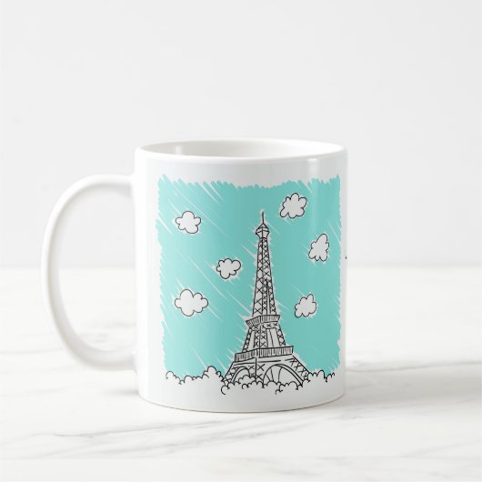 Eiffel Tower Illustratie aangepaste tekst mokken (Links)