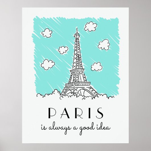 Eiffel Tower Illustratie aangepaste tekst poster (Voorkant)