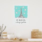 Eiffel Tower Illustratie aangepaste tekst poster (Keuken)