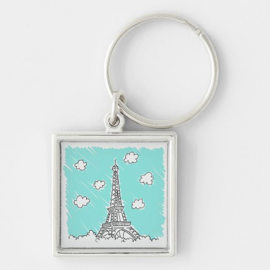 Eiffel Tower Illustration key chain Sleutelhanger (Voorkant)