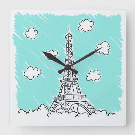 Eiffel Tower Illustration wall klok (Voorkant)