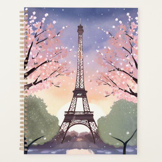 Eiffel Tower in Bloom | Paris France Watercolor Planner (Voorkant)