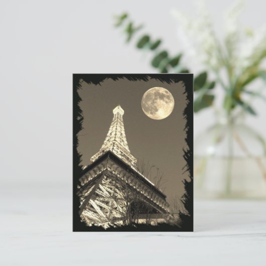 Eiffel Tower in Paris Las Vegas onder een Moon Briefkaart (Staand voorkant)