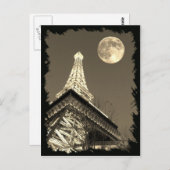 Eiffel Tower in Paris Las Vegas onder een Moon Briefkaart (Voorkant / Achterkant)