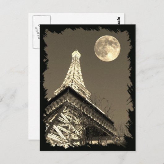 Eiffel Tower in Paris Las Vegas onder een Moon Briefkaart (Voorkant / Achterkant)