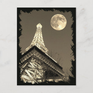 Eiffel Tower in Paris Las Vegas onder een Moon Briefkaart