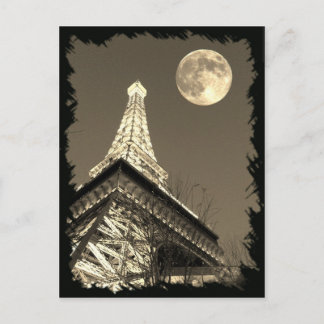 Eiffel Tower in Paris Las Vegas onder een Moon Briefkaart