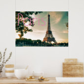 Eiffel Tower in Paris Romantic Love City Poster (Keuken)