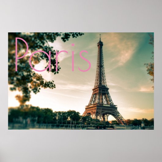 Eiffel Tower in Paris Romantic Love City Poster (Voorkant)