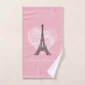 Eiffel Tower & Inscriptions Paris in Heart Bad Handdoek (Handdoek)