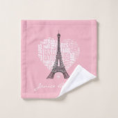 Eiffel Tower & Inscriptions Paris in Heart Bad Handdoek (Wasdoekje)