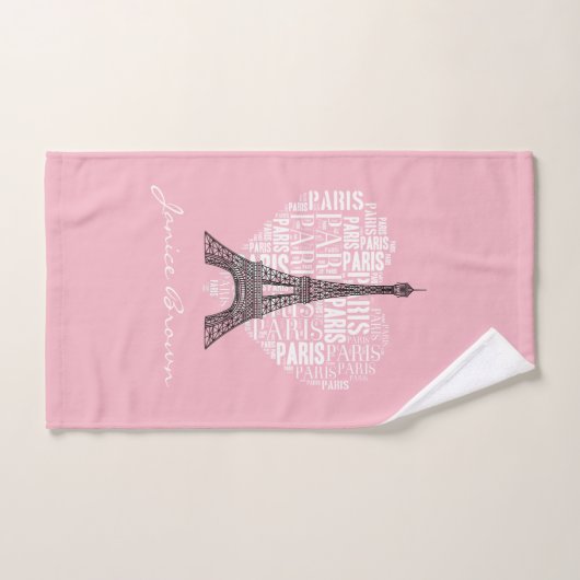 Eiffel Tower & Inscriptions Paris in Heart Bad Handdoek (Handdoek)