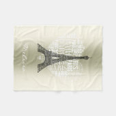 Eiffel Tower & Inscriptions Paris in Heart Fleece Deken (Voorkant (Horizontaal))