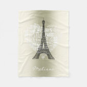 Eiffel Tower & Inscriptions Paris in Heart Fleece Deken (Voorkant)