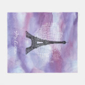 Eiffel Tower & Inscriptions Paris in Heart Fleece Deken (Voorkant (Horizontaal))
