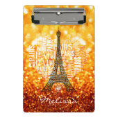 Eiffel Tower Inscriptions Paris in Heart Mini Klembord (Voorkant)