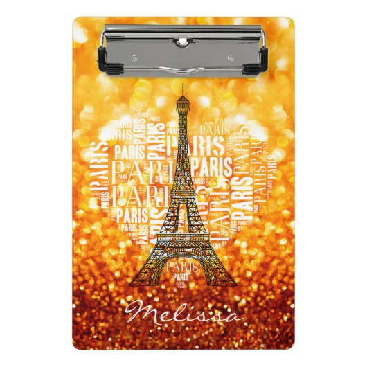 Eiffel Tower Inscriptions Paris in Heart Mini Klembord (Voorkant)