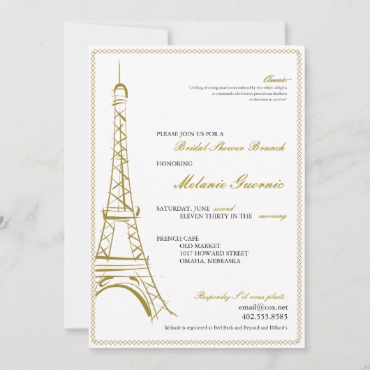 Eiffel Tower Invite Kaart (Voorkant)