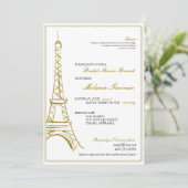 Eiffel Tower Invite Kaart (Staand voorkant)