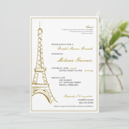 Eiffel Tower Invite Kaart (Staand voorkant)
