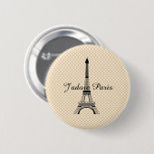 Eiffel tower J'adore Paris Ronde Button 5,7 Cm (Voorkant /achterkant)