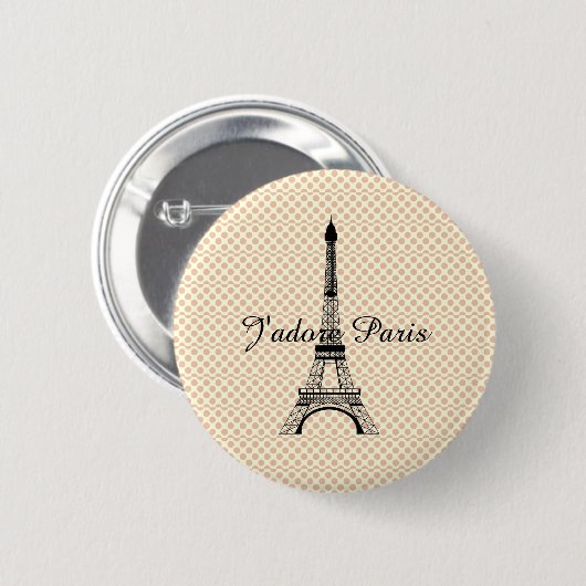 Eiffel tower J'adore Paris Ronde Button 5,7 Cm (Voorkant /achterkant)