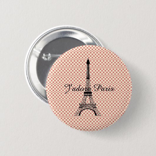 Eiffel tower J'adore Paris Ronde Button 5,7 Cm (Voorkant /achterkant)