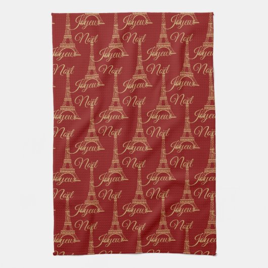 Eiffel Tower Joyeux Noel Kitchen Towel Theedoek (Verticaal)
