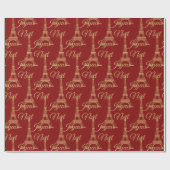 Eiffel Tower Joyeux Noel Wrapping Paper Cadeaupapier (Vlak)