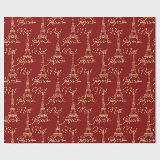 Eiffel Tower Joyeux Noel Wrapping Paper Cadeaupapier (Vlak)