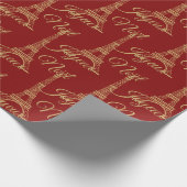 Eiffel Tower Joyeux Noel Wrapping Paper Cadeaupapier (Hoek)
