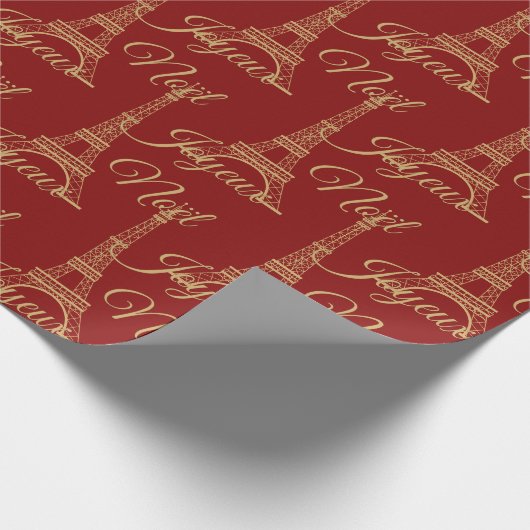 Eiffel Tower Joyeux Noel Wrapping Paper Cadeaupapier (Hoek)
