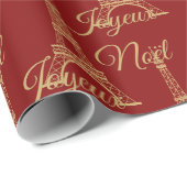 Eiffel Tower Joyeux Noel Wrapping Paper Cadeaupapier (Rol Hoek)