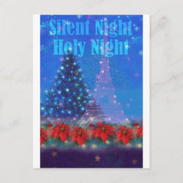 Eiffel Tower Kerstmis Pine Poinsettia Briefkaart