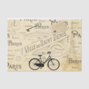  Eiffel Tower Key Bicycle, Frans script Tissuepapier