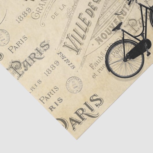 Eiffel Tower Key Bicycle, Frans script Tissuepapier (Detail)