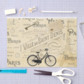 Eiffel Tower Key Bicycle, Frans script Tissuepapier (Craft)