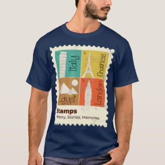 Eiffel Tower Leaning Tower of Pisa Pyramid Clock T T-shirt