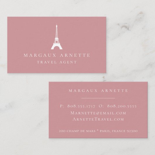 Eiffel Tower Logo Blush Visitekaartje (Voorkant / Achterkant)