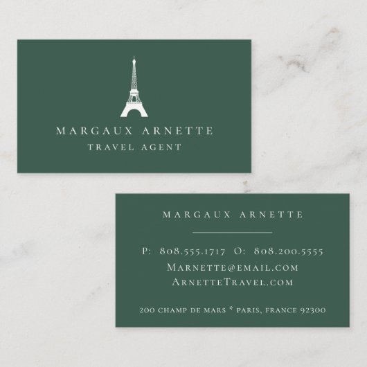 Eiffel Tower Logo Green Visitekaartje (Voorkant / Achterkant)
