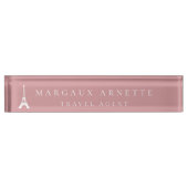 Eiffel Tower Logo Roze Naambordje (Voorkant)