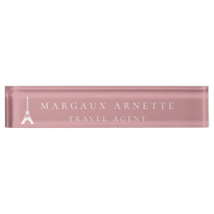 Eiffel Tower Logo Roze Naambordje