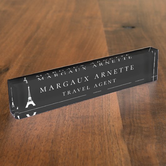 Eiffel Tower Logo zwart Naambordje (Zijkant)
